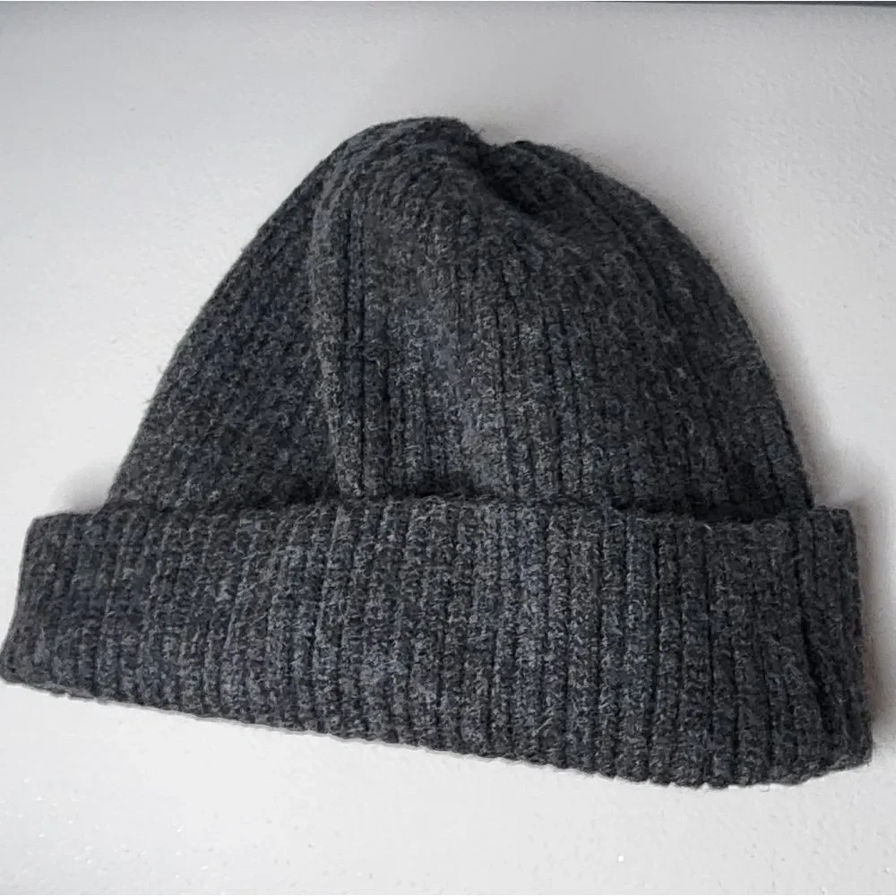 Universal thread Charcoal and woven Wool yarn beanie one size